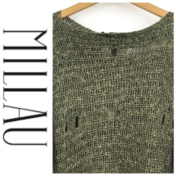 💕SALE💕NWT Millau Olive Green Distressed Sweater - Picture 4 of 8